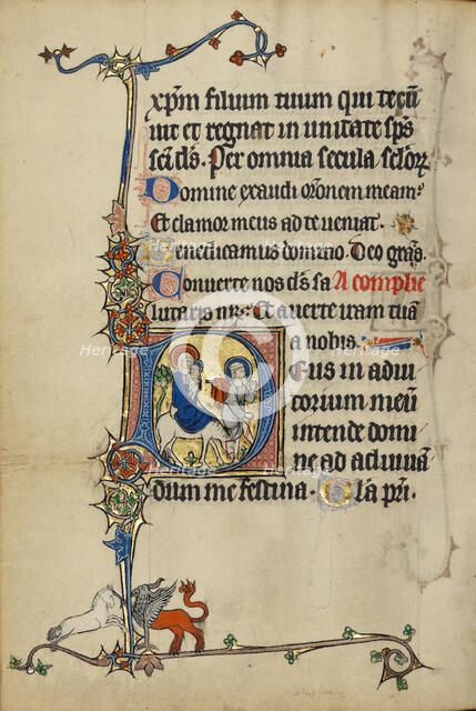 Initial D: The Flight into Egypt; Ruskin Hours, about 1300. Creator: Unknown.
