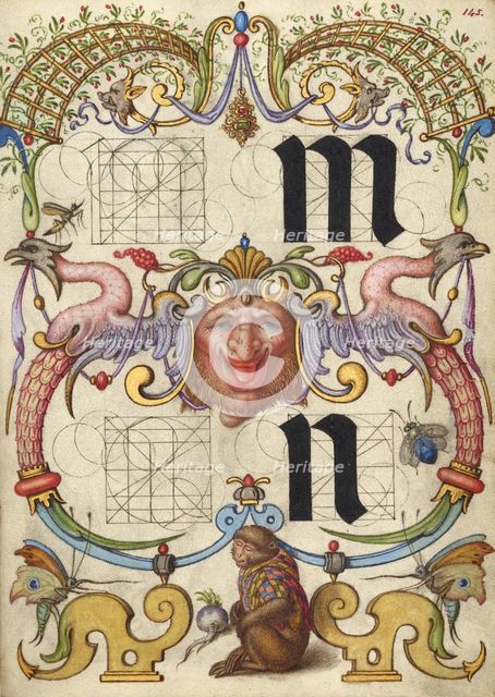Initial D: The Harrowing of Hell; Bute Psalter, text and illumination about 1285. Creator: Bute Master.