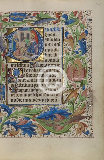 Initial D: The Judgement of Solomon; Book of Hours, about 1450-1455. Creator: Master of the Lee Hours.