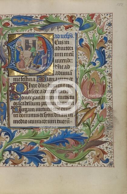 Initial D: The Judgement of Solomon; Book of Hours, about 1450-1455. Creator: Master of the Lee Hours.