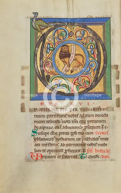 Initial D: The Lion of Judah; Stammheim Missal, probably 1170s. Creator: Unknown.