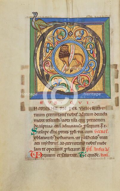 Initial D: The Lion of Judah; Stammheim Missal, probably 1170s. Creator: Unknown.