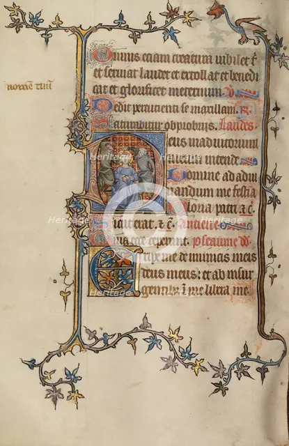 Initial D: The Mocking of Christ; Bute Psalter, text and illumination about 1330. Creator: Atelier of the Passion Master.