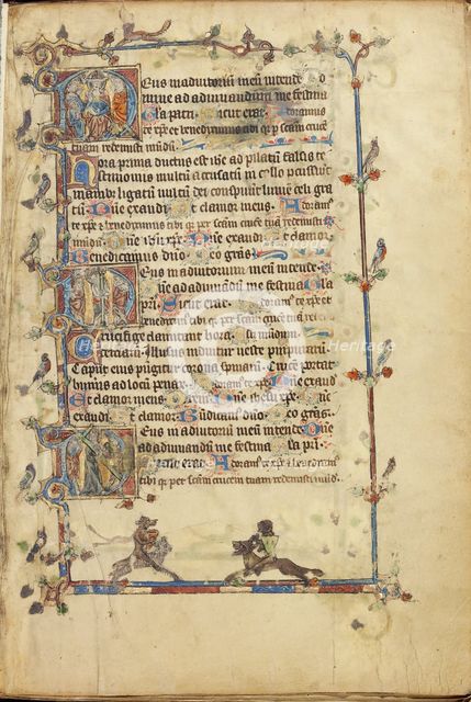 Initial D: The Mocking of Christ: Initial D: The Flagellation: Initial D: The Way..., about 1300. Creator: Unknown.