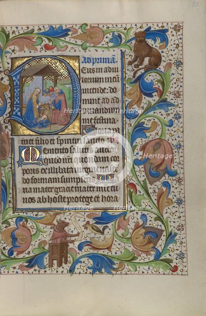 Initial D: The Nativity; Book of Hours, about 1450-1455. Creator: Master of the Lee Hours.