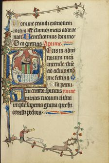 Initial D: The Nativity; Initial V: A Monk in Prayer; Ruskin Hours, about 1300. Creator: Unknown