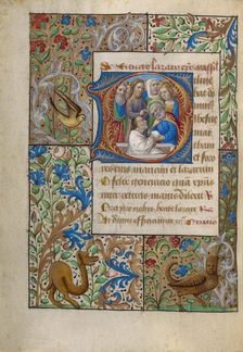 Initial D: The Raising of Lazarus; Book of Hours, about 1480-1490. Creator: Georges Trubert