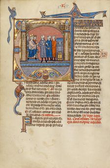 Initial D: Three Men before a Judge; Vidal Mayor, about 1290-1310. Creators: Unknown, Michael Lupi de Çandiu