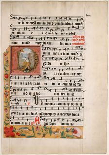 Initial D with King David, from a Cistercian Gradual, ca. 1524. Creator: Unknown