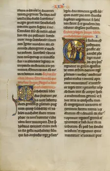 Initial E: Mattathias Killing Jews; Marquette Bible, about 1270. Creator: Unknown