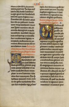 Initial E: Mattathias Killing Jews; Marquette Bible, about 1270. Creator: Unknown