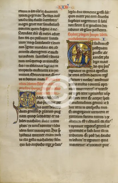 Initial E: Mattathias Killing Jews; Marquette Bible, about 1270. Creator: Unknown.