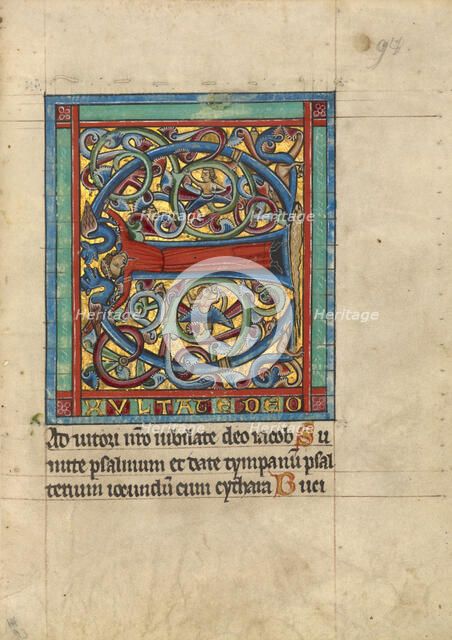 Initial E: A Female Figure; Psalter, about 1240-1250. Creator: Unknown.
