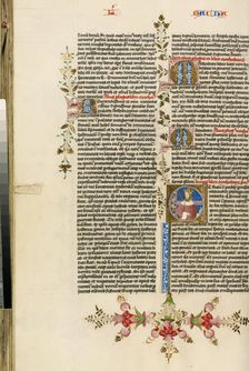 Initial E: A King with a Scepter; Bible, about 1450. Creator: Circle of Stefan Lochner
