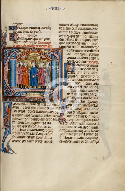 Initial E: A King and Five Men; Vidal Mayor, about 1290-1310. Creator: Unknown.