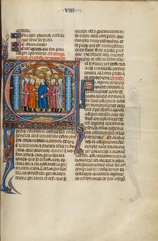 Initial E: A King and Five Men; Vidal Mayor, about 1290-1310. Creator: Unknown