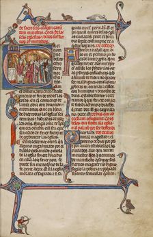 Initial E: A Priest Celebrating Mass; Vidal Mayor, about 1290-1310. Creators: Unknown, Michael Lupi de Çandiu
