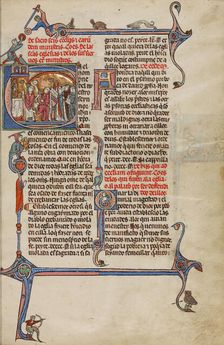 Initial E: A Priest Celebrating Mass; Vidal Mayor, about 1290-1310. Creators: Unknown, Michael Lupi de Çandiu