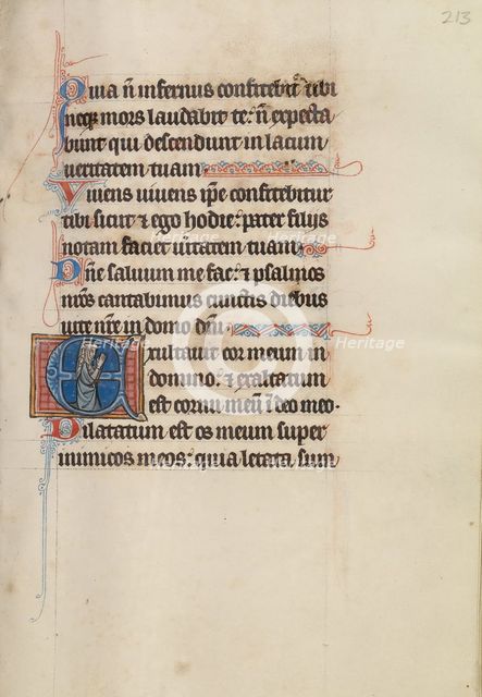 Initial E: A Woman in Prayer; Bute Psalter, text and illumination about 1285. Creator: Bute Master.
