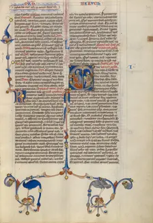 Initial E: Baruch; Abbey Bible, about 1250-1262. Creator: Unknown
