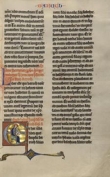 Initial E: Baruch; Marquette Bible, about 1270. Creator: Unknown