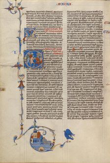 Initial E: Battle Scene; Abbey Bible, about 1250-1262. Creator: Unknown