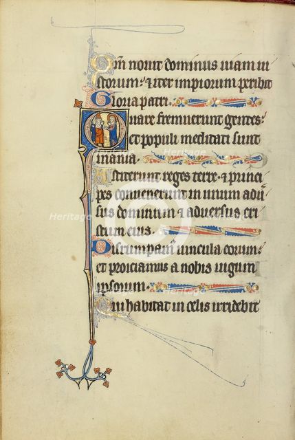 Initial E: David Crushing the Devil Underfoot; Bute Psalter, text and illumination about 1285. Creator: Bute Master.