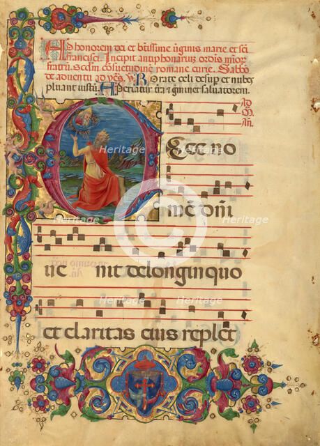 Initial E: David Lifting up His Soul to God, about 1455-1461. Creator: Franco dei Russi.