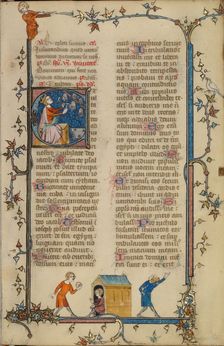 Initial E: David Playing the Bells; Breviary, about 1320-1325. Creator: Unknown