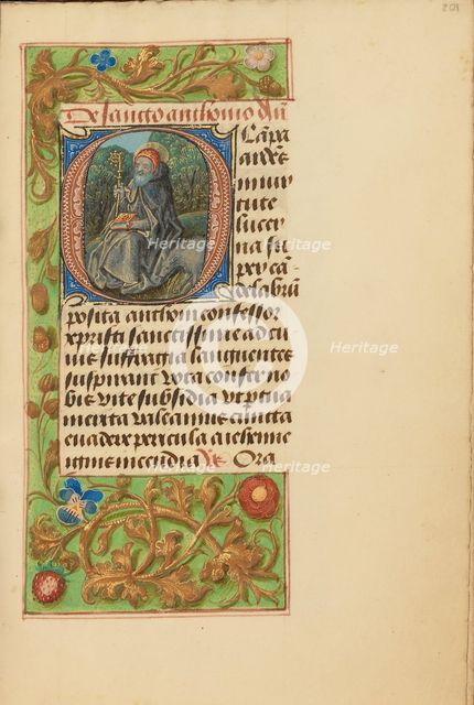 Initial E: David Playing the Harp and a Man Heaving a Rock, text and illumination about 1285. Creator: Bute Master.