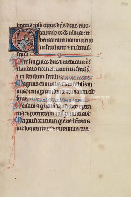 Initial E: David Praying; Bute Psalter, text and illumination about 1285. Creator: Bute Master.