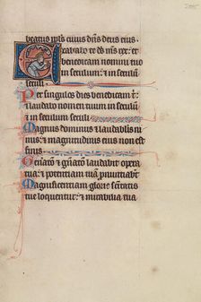 Initial E: David Praying; Bute Psalter, text and illumination about 1285. Creator: Bute Master