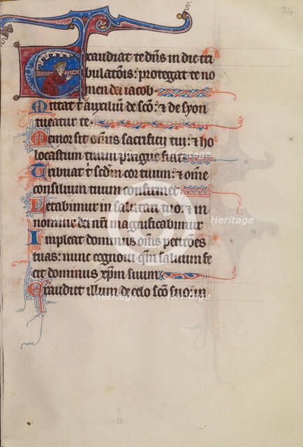 Initial E: David Praying; Bute Psalter, text and illumination about 1285. Creator: Bute Master.