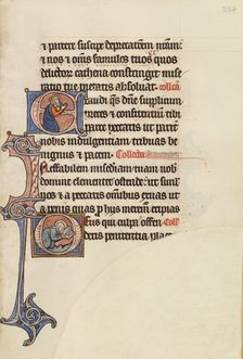 Initial E: David Praying: Initial D: A Female Saint Praying; Bute Psalter, about 1285. Creator: Bute Master