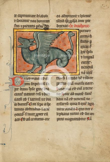 Initial E: David Praying: Initial D: A Female Saint Praying; Bute Psalter, about 1285. Creator: Bute Master.