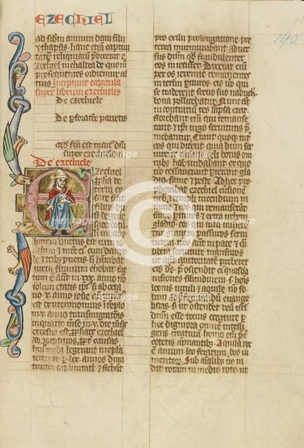 Initial E: Ezekiel; Historia Scholastica, about 1300. Creator: Peter Comestor.
