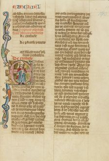 Initial E: Ezekiel; Historia Scholastica, about 1300. Creator: Peter Comestor