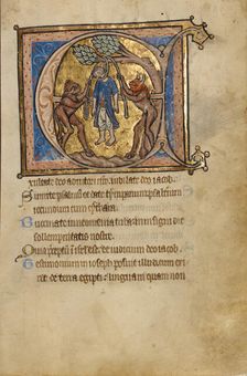 Initial E: Judas's Suicide; Psalter, mid-1200s. Creator: Unknown