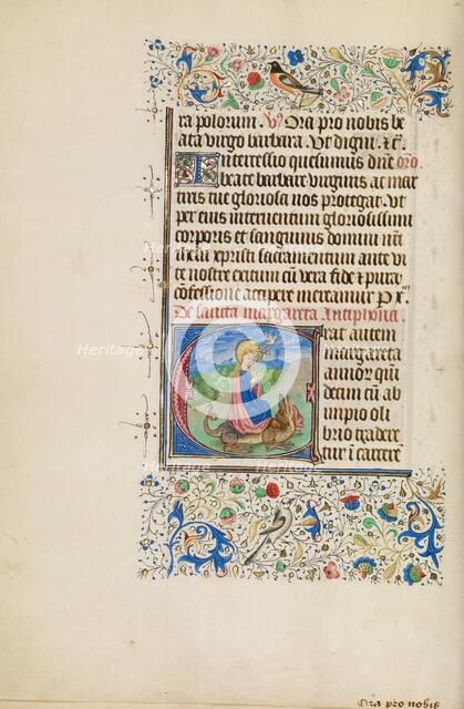 Initial E: Saint Margaret and a Dragon; Llangattock Hours, 1450s. Creator: Master of the Llangattock Hours.