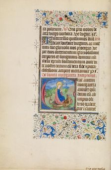 Initial E: Saint Margaret and a Dragon; Llangattock Hours, 1450s. Creator: Master of the Llangattock Hours