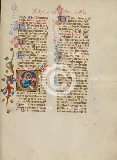 Initial E: Saint Matthew; Missal, between about 1389 and 1400. Creator: Master of the Brussels Initials.