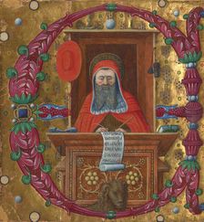 Initial E: Saint Jerome in His Study, about 1470-1480. Creator: Master of the Birago Hours