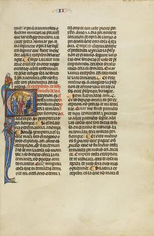 Initial E: Two Attorneys before a Judge; Vidal Mayor, about 1290-1310. Creator: Unknown