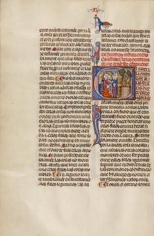 Initial E: Two Groups before a Notary; Vidal Mayor, about 1290-1310. Creator: Unknown