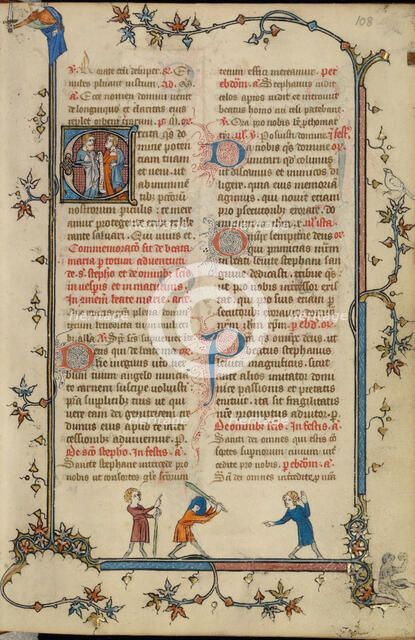 Initial E: Two Prophets; Breviary, about 1320-1325. Creator: Unknown.