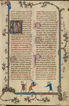 Initial E: Two Prophets; Breviary, about 1320-1325. Creator: Unknown