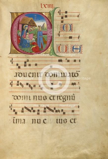 Initial E: The Adoration of the Magi; Gradual, about 1460-1480. Creator: Unknown.