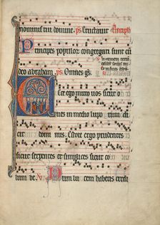 Initial E: The Mission of the Apostles; Antiphonal, about 1260-1270. Creator: Unknown