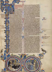 Initial F: Christ with Saints Jerome, Dominic, and Francis; Abbey Bible, about 1250-1262. Creator: Unknown