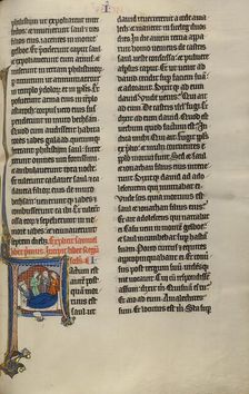 Initial F: David and the Daughters of Israel Lamenting to Saul and Jonathan, about 1270. Creator: Unknown